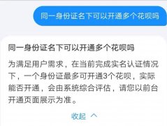 “双11”前花呗取消账号限制 一个用户最多可开三个账号