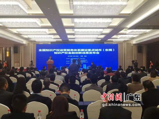 全国知识产权运营服务体系建设重点城市(东莞)知识产权金融创新成果发布会20日在广东东莞举行。图为发布会现场。李获 摄